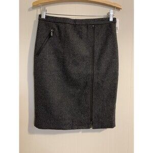 J CREW Womens The Pencil Skirt Wool Blend Grey Zip Lined Size 0